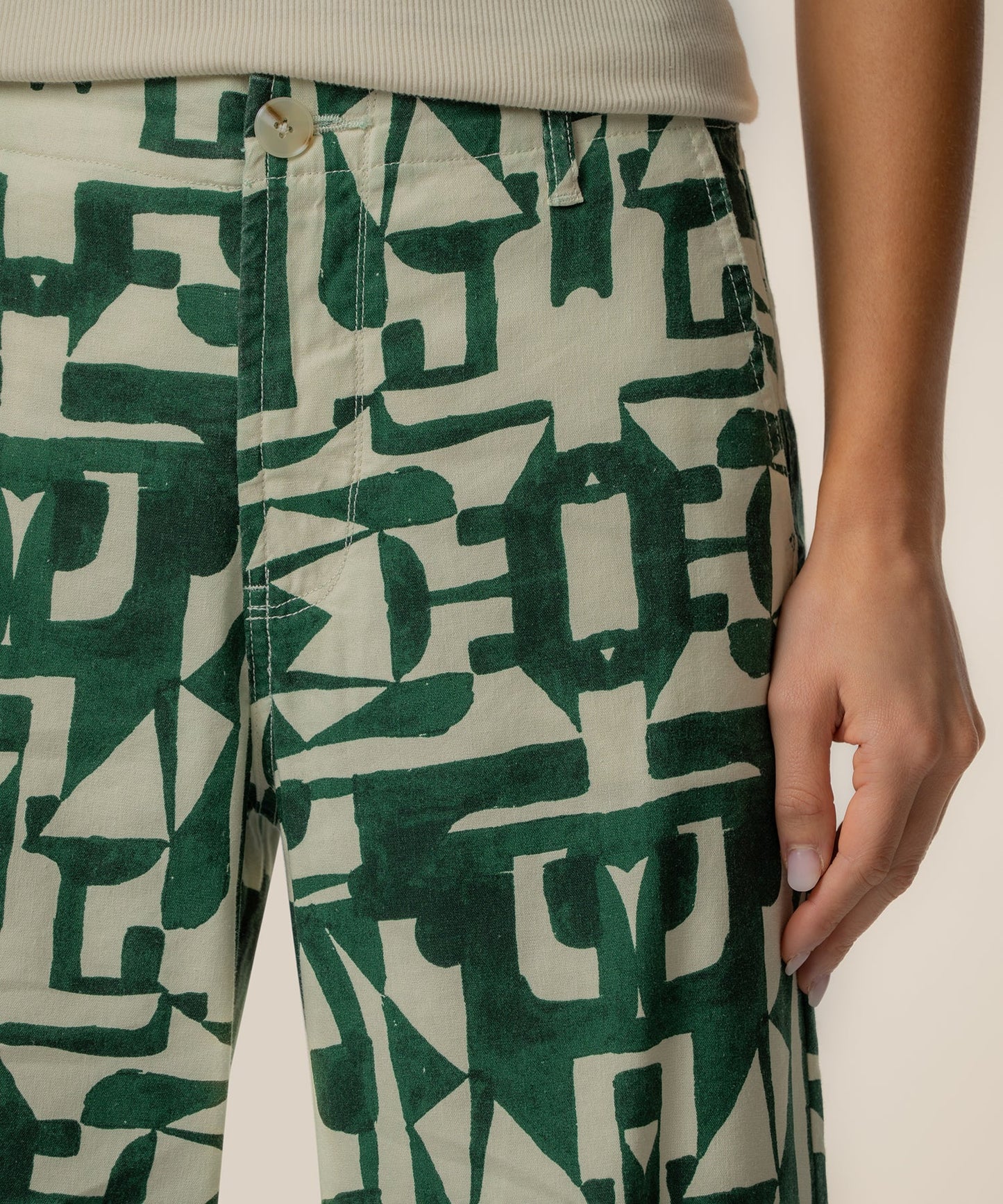 Meg Linen Wide Leg Pant in Forest Olive