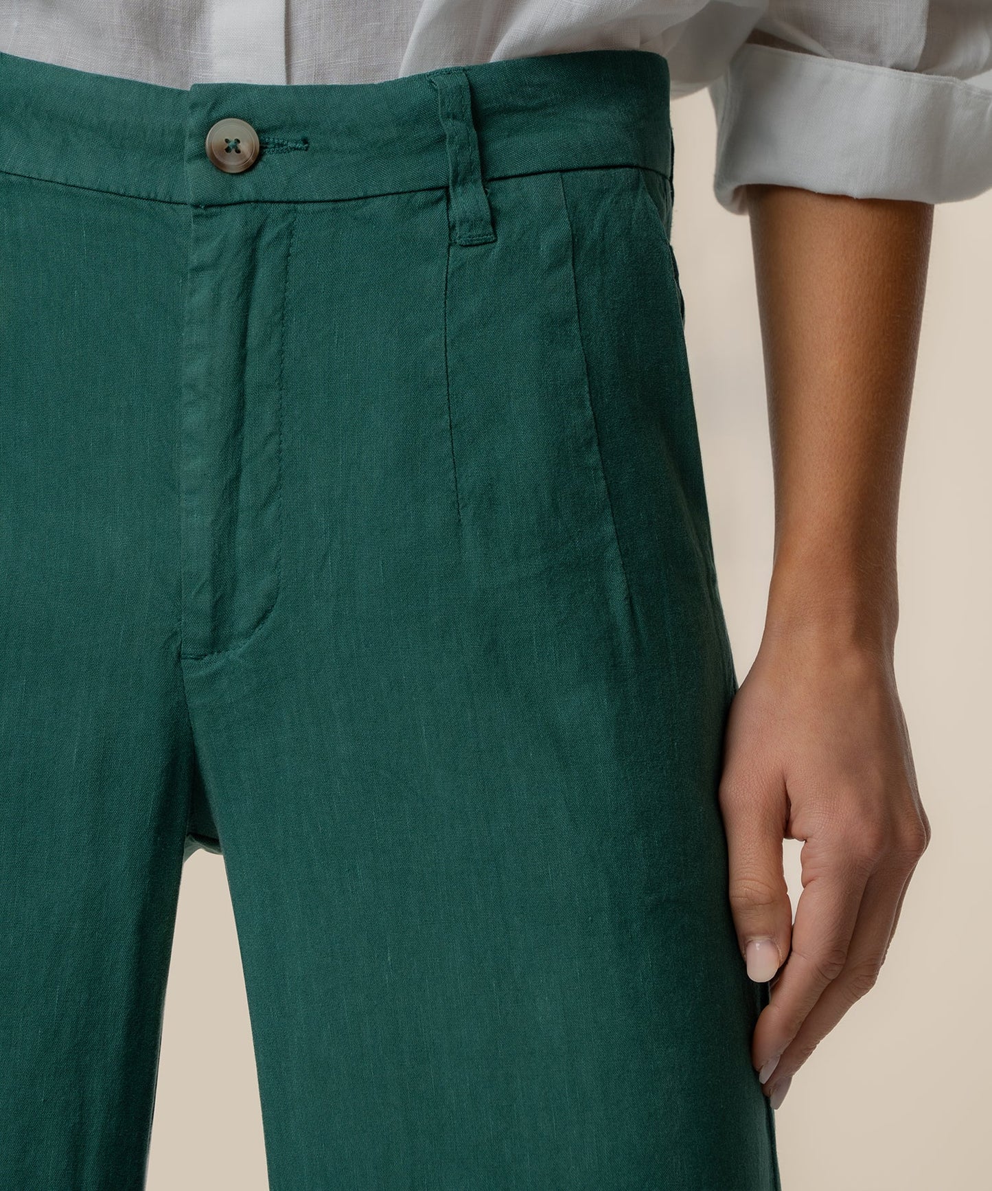 Meg Linen High Rise Wide Straight Leg in Jungle
