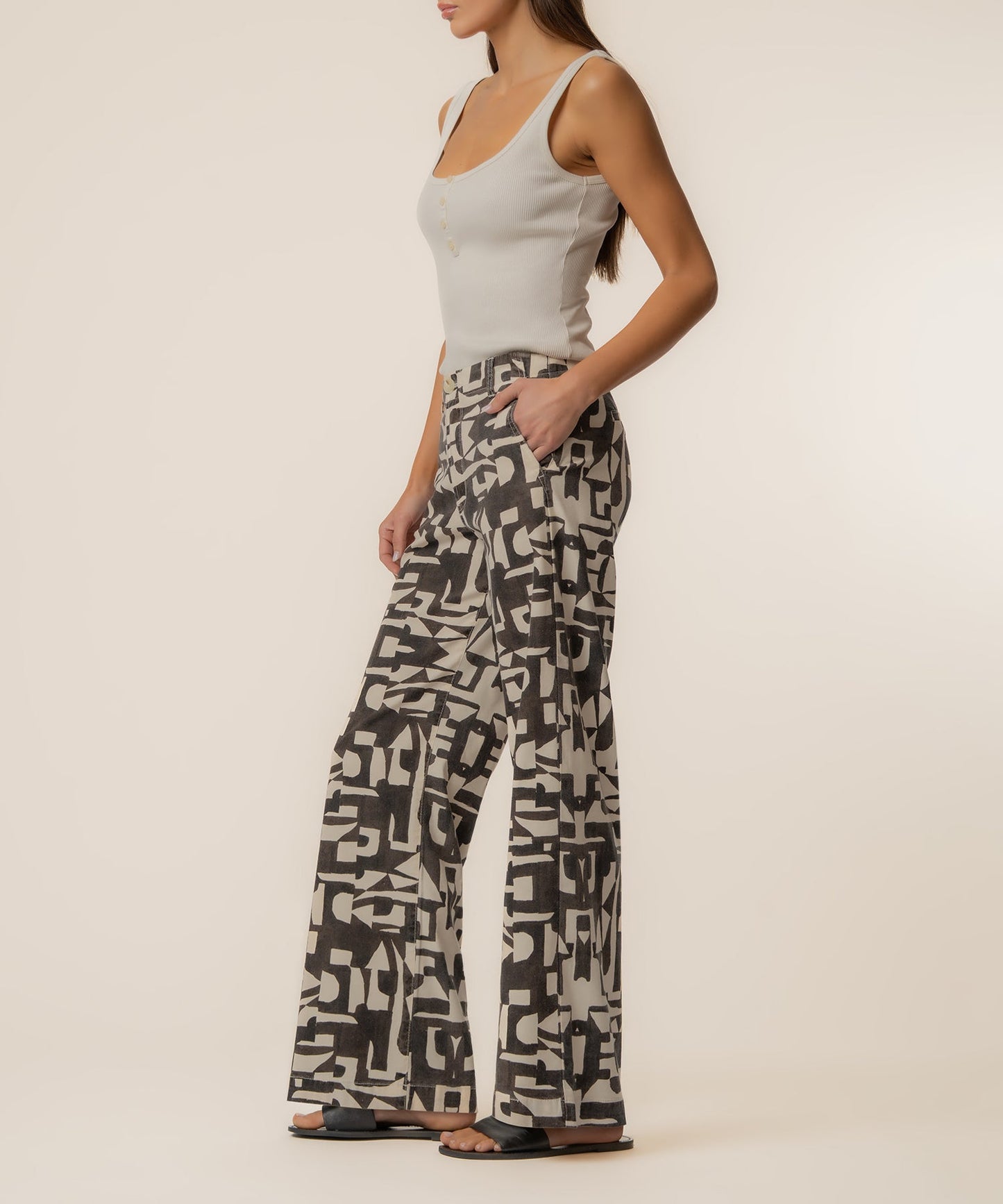 Meg Linen Wide Leg Pant in Chocolate