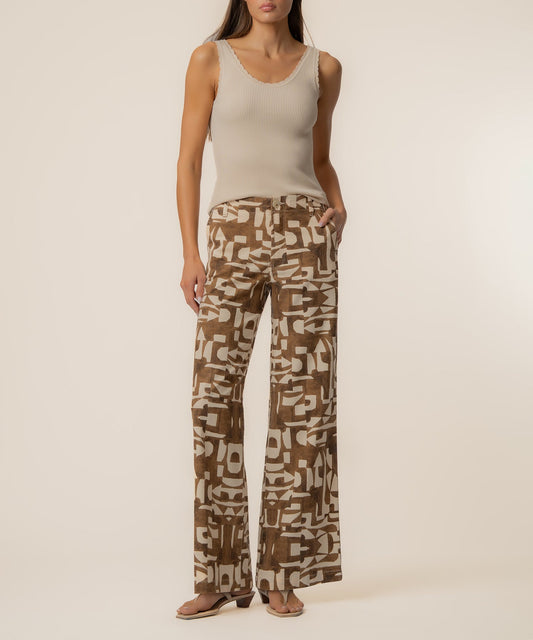 Meg Linen Wide Leg Pant in Wood