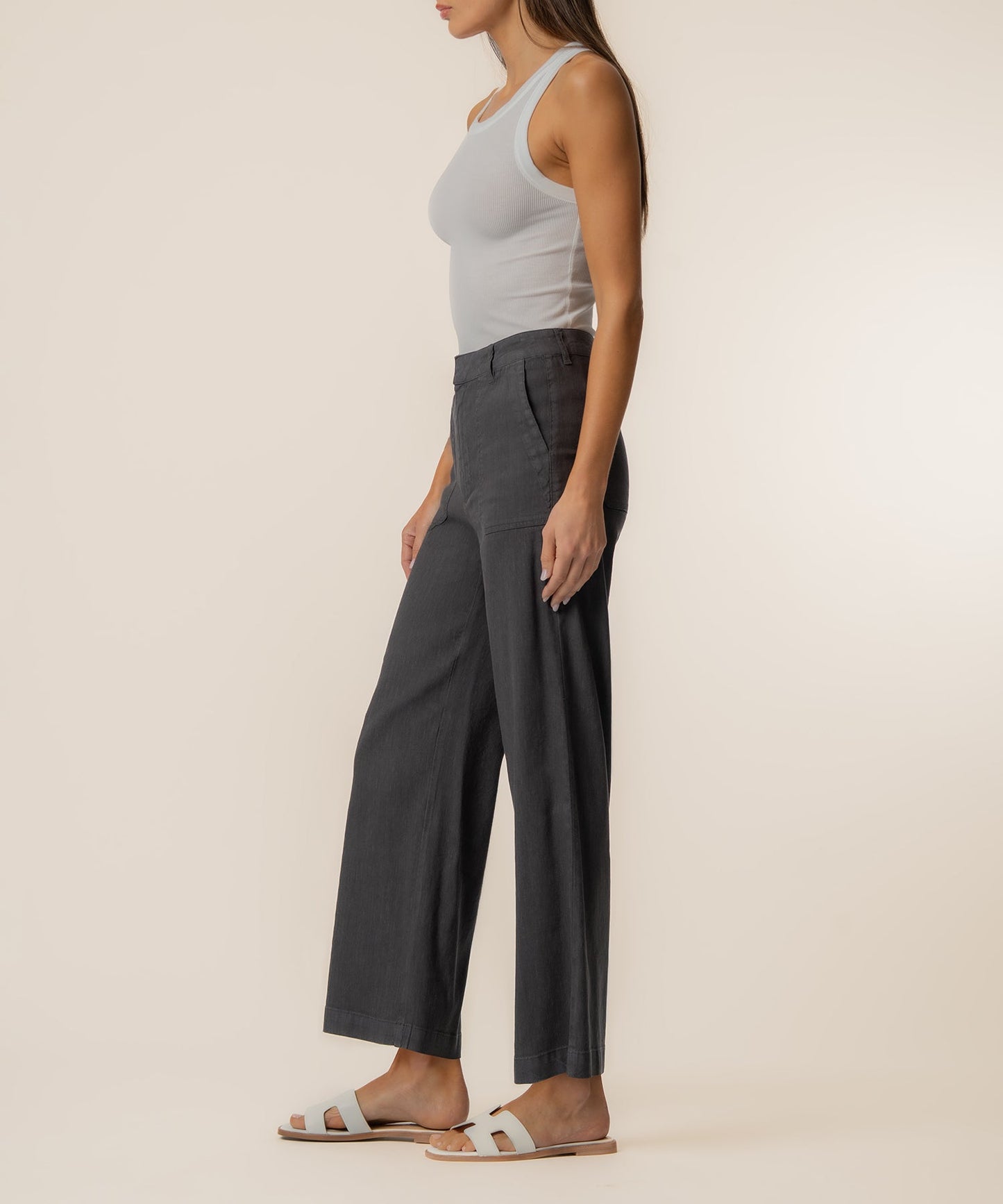 Topaz Linen Wide Leg in Charcoal