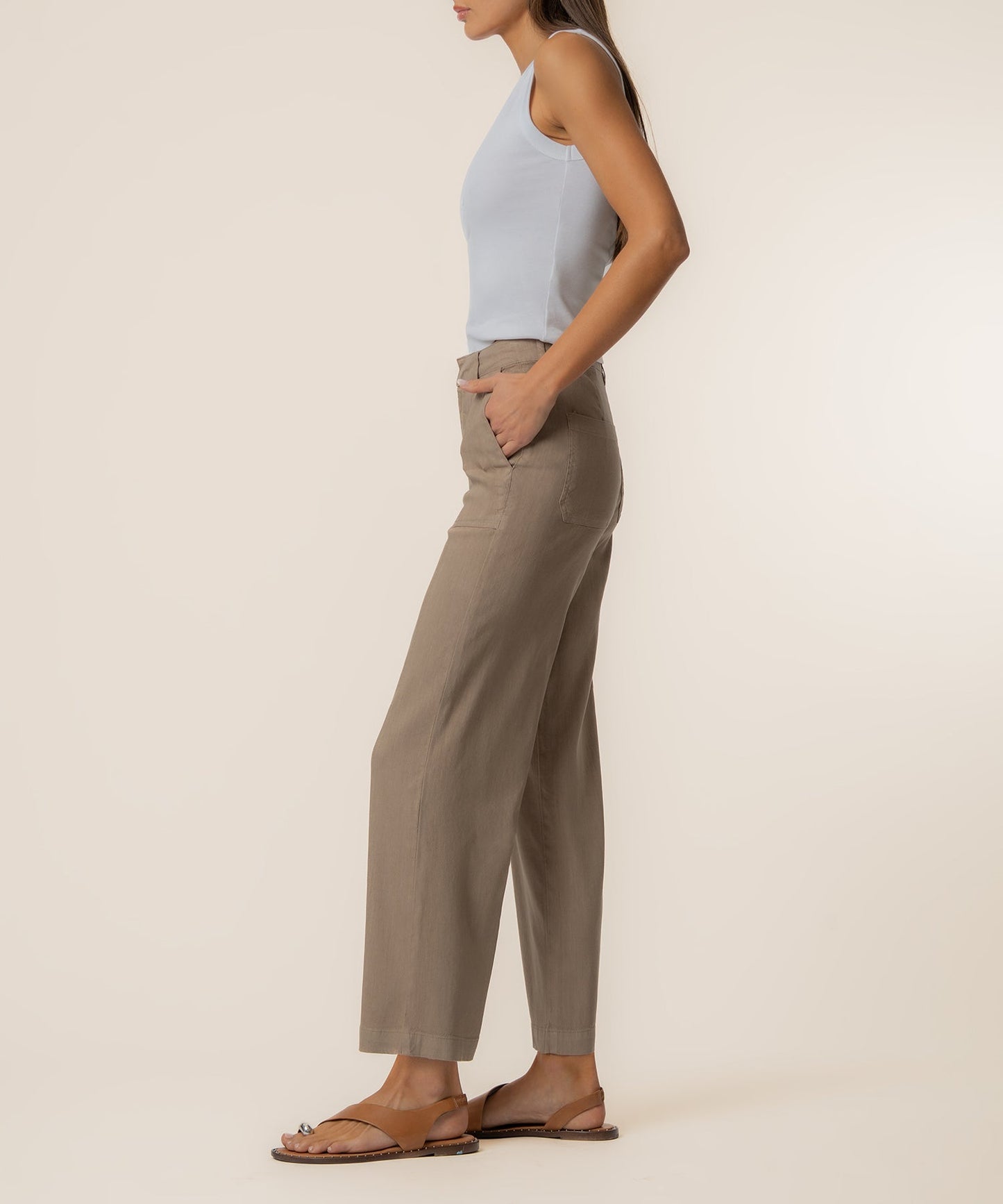 Topaz Linen Wide Leg in Khaki