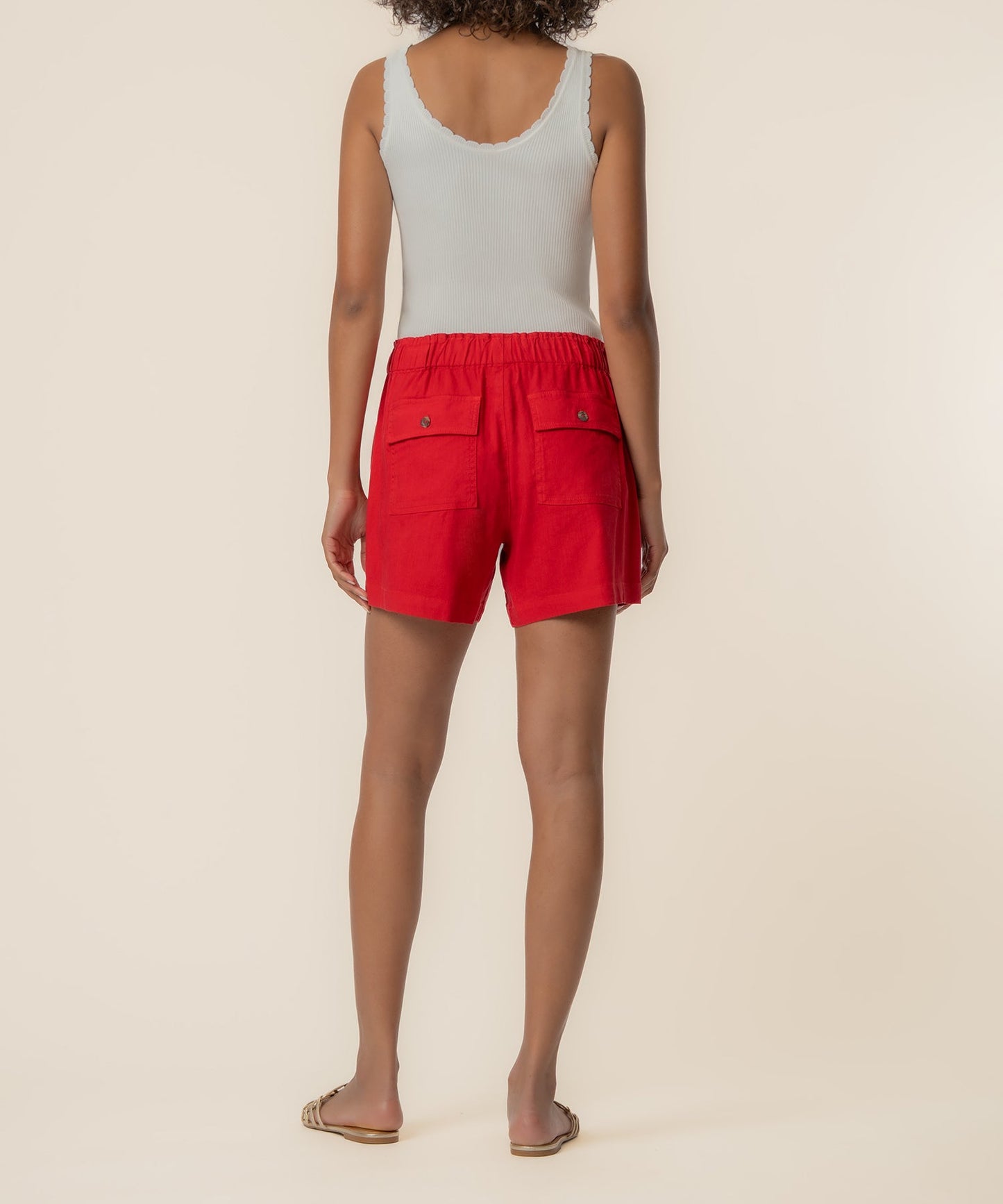 Katana Linen Drawstring Short in Tomato