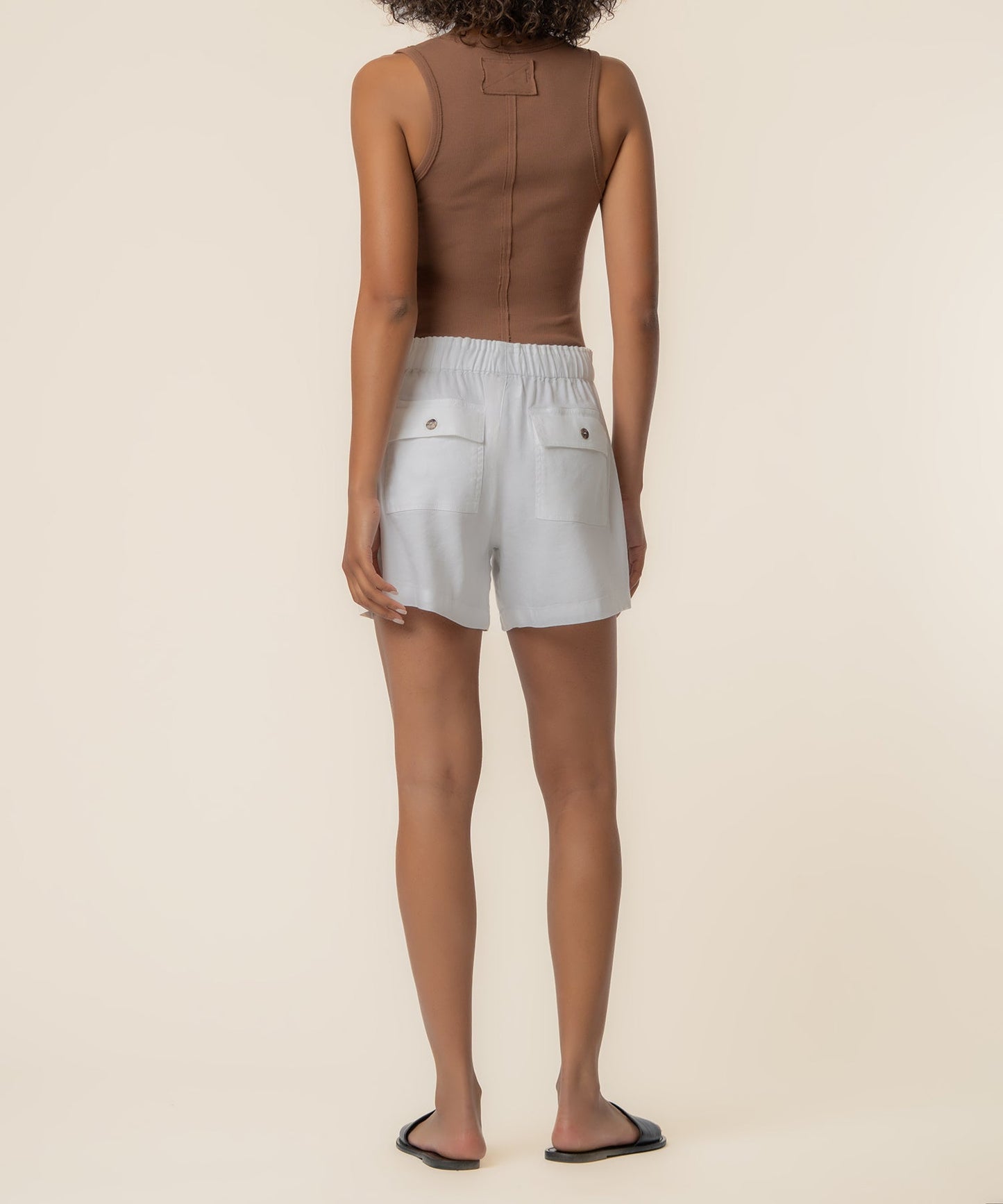 Katana Linen Drawstring Short in White