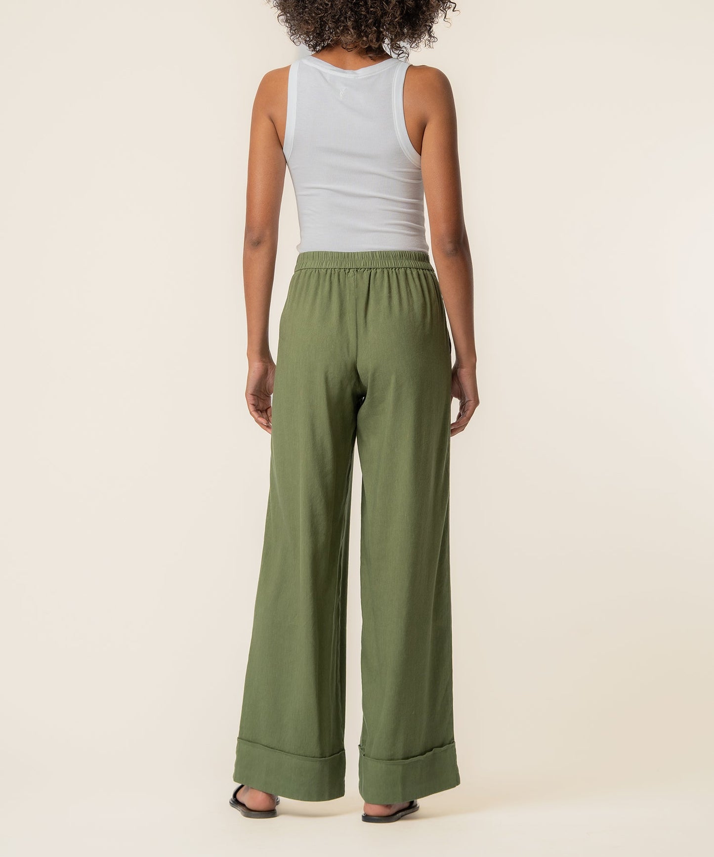 Meg Linen High Rise Wide Leg in Dill