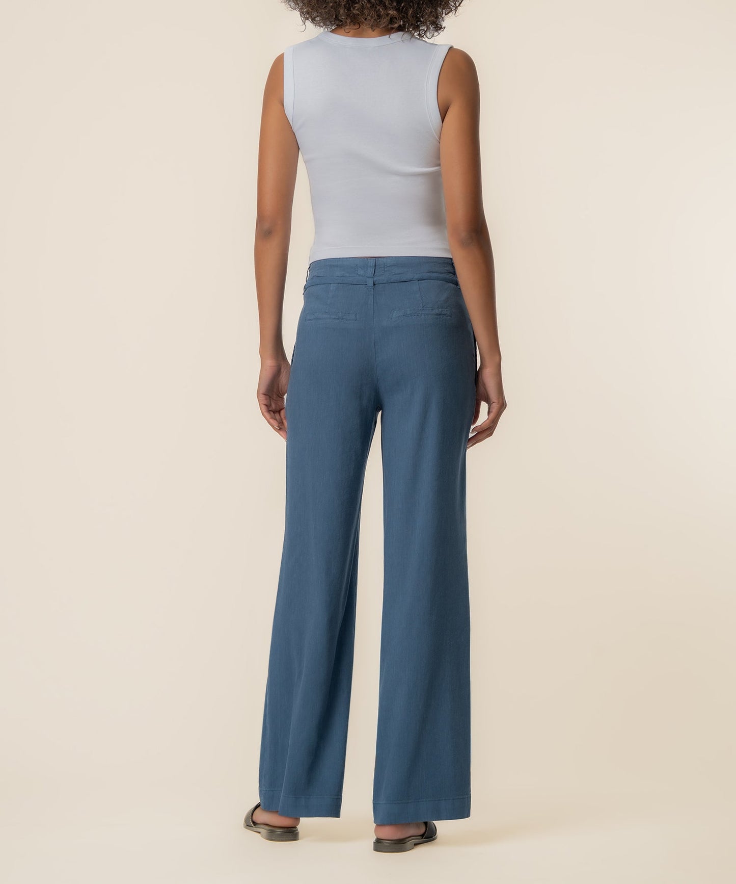 Meg Linen Wide Leg Pant in Coastal Blue