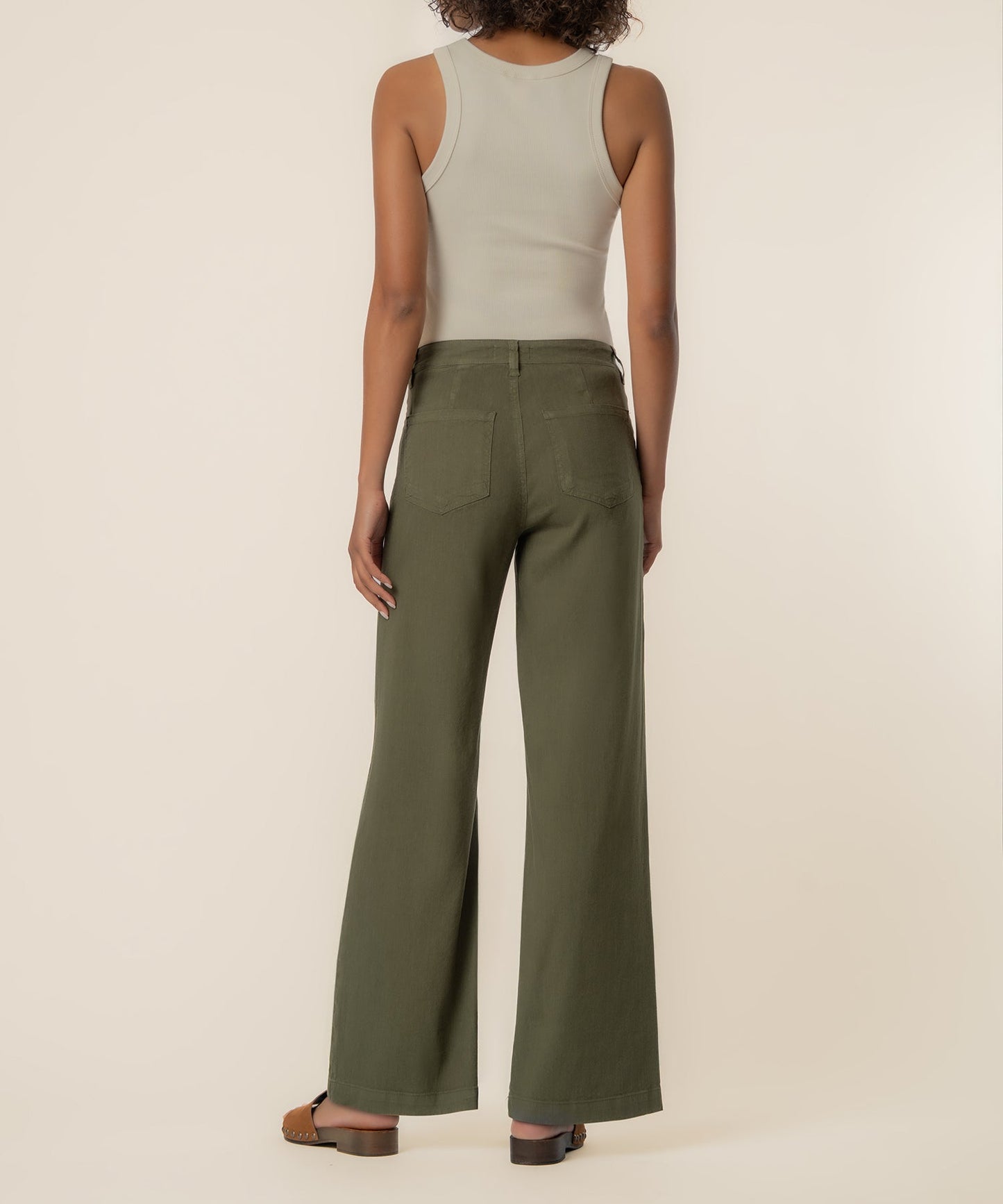 Meg Linen High Rise Wide Leg in Forest