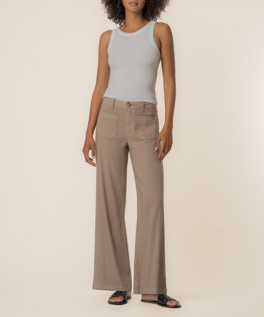 Meg Linen High Rise Wide Leg in Khaki