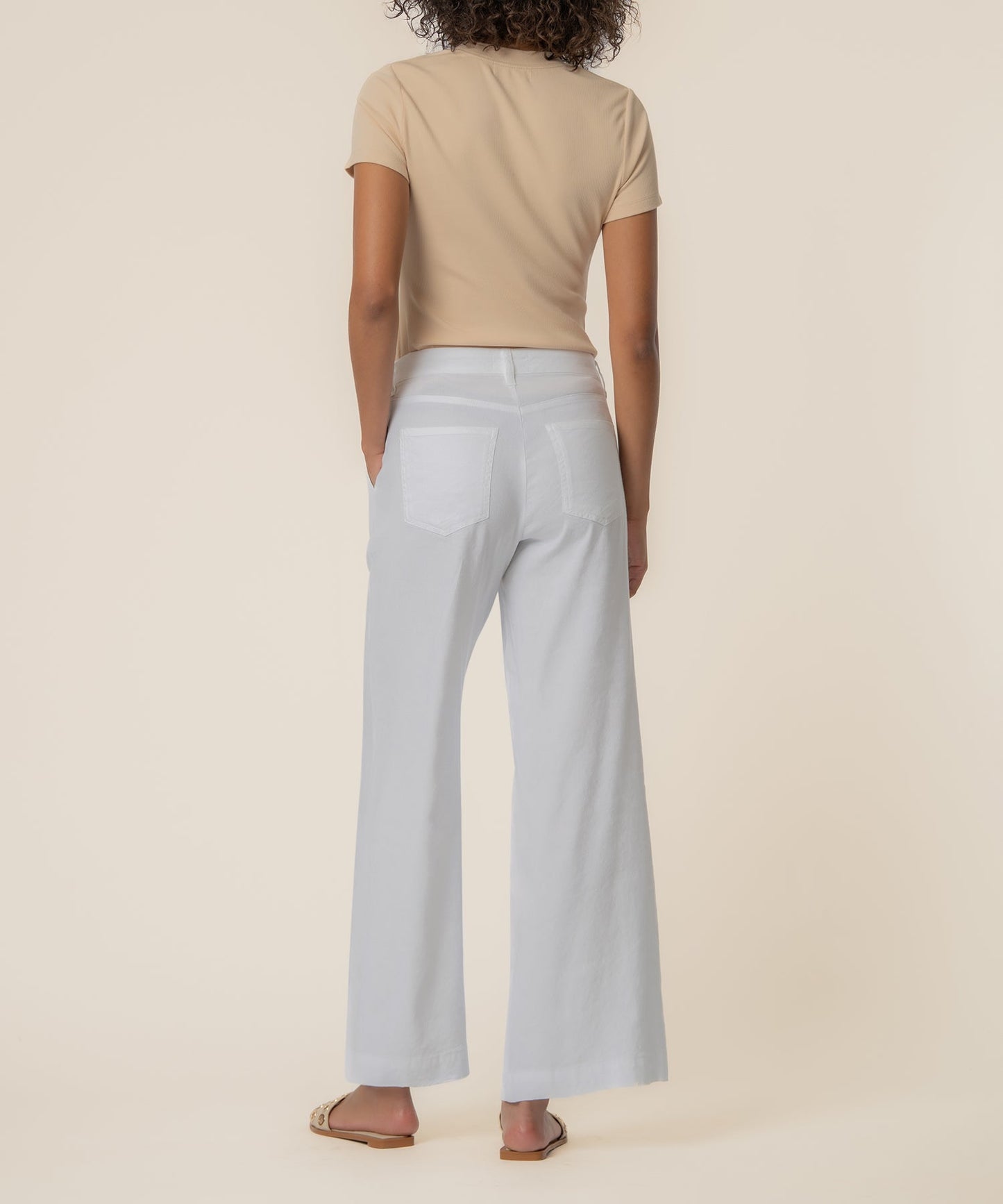 Meg Linen High Rise Wide Straight Leg in White