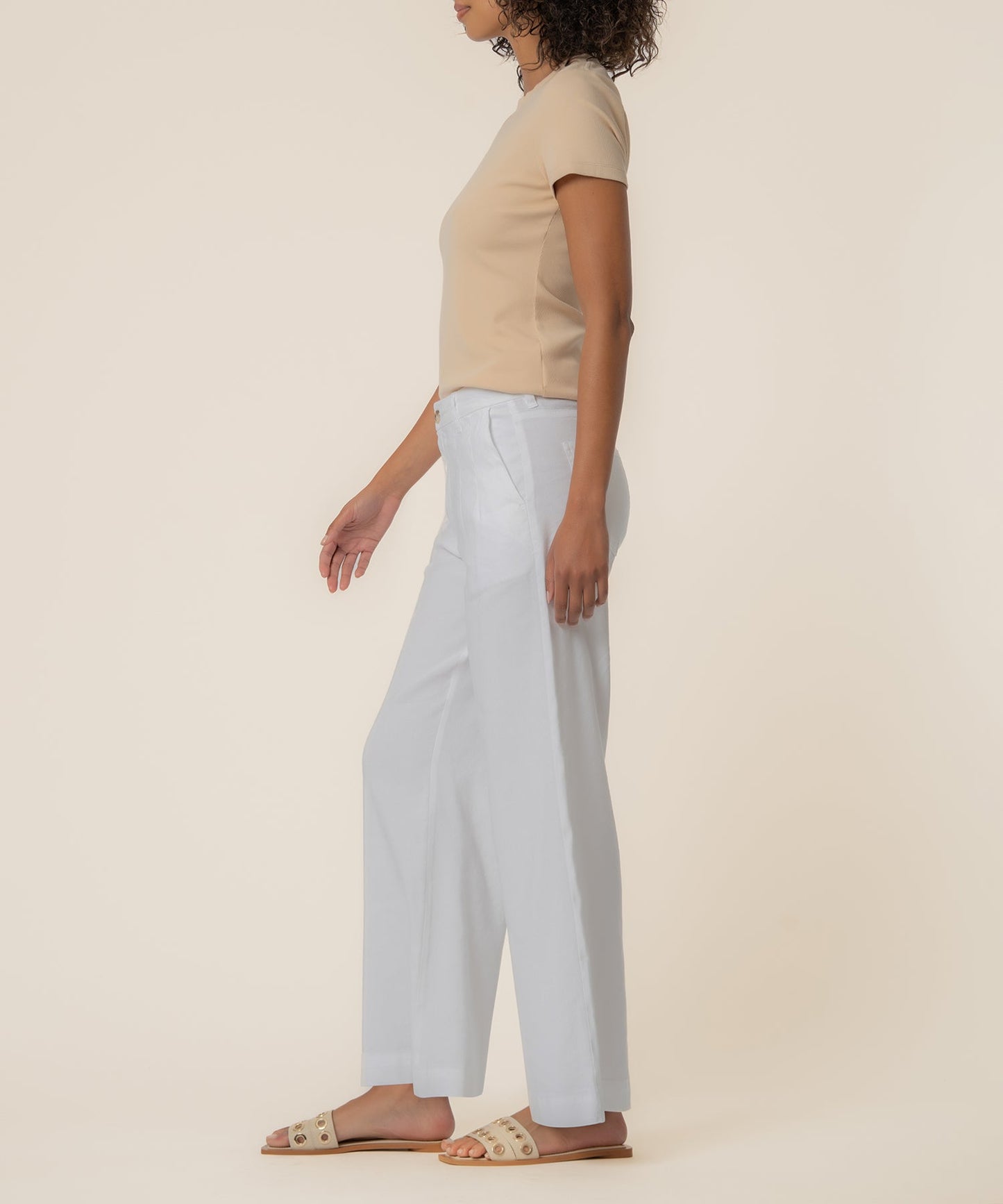 Meg Linen High Rise Wide Straight Leg in White