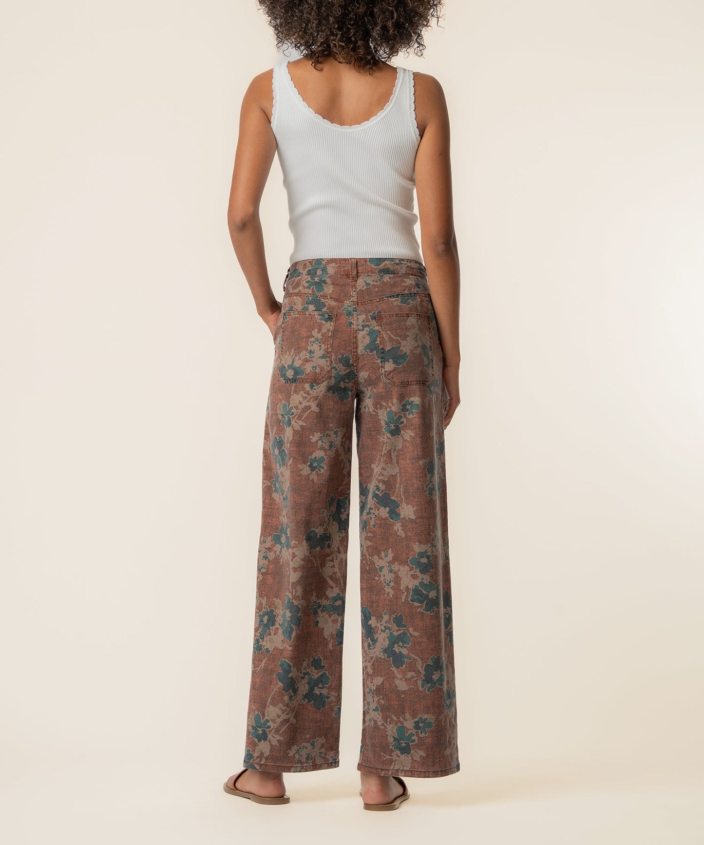 Colette Linen High Waist Straight Leg, Exclusive in Brown/Teal