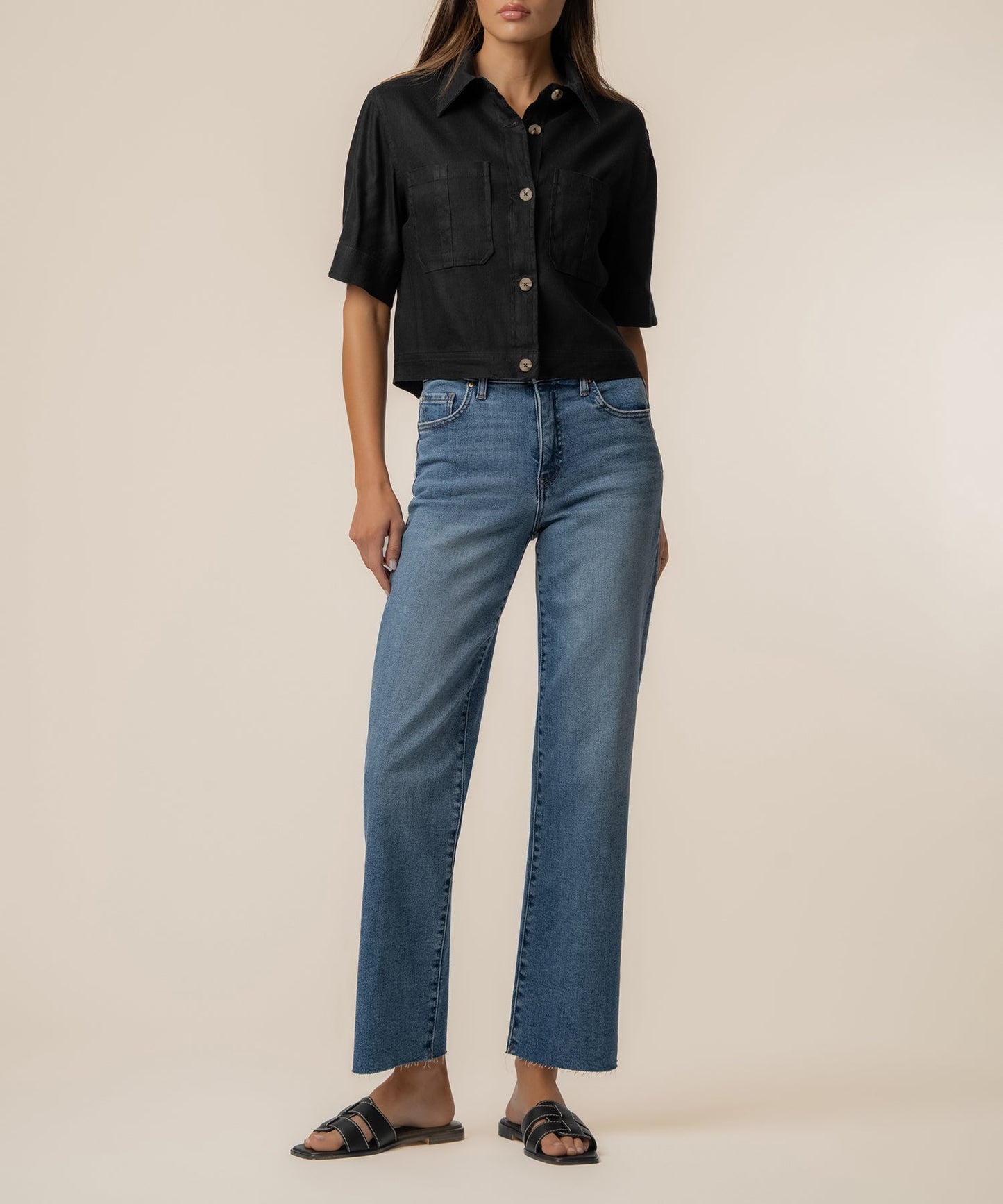 Finly Linen Jacket in Black