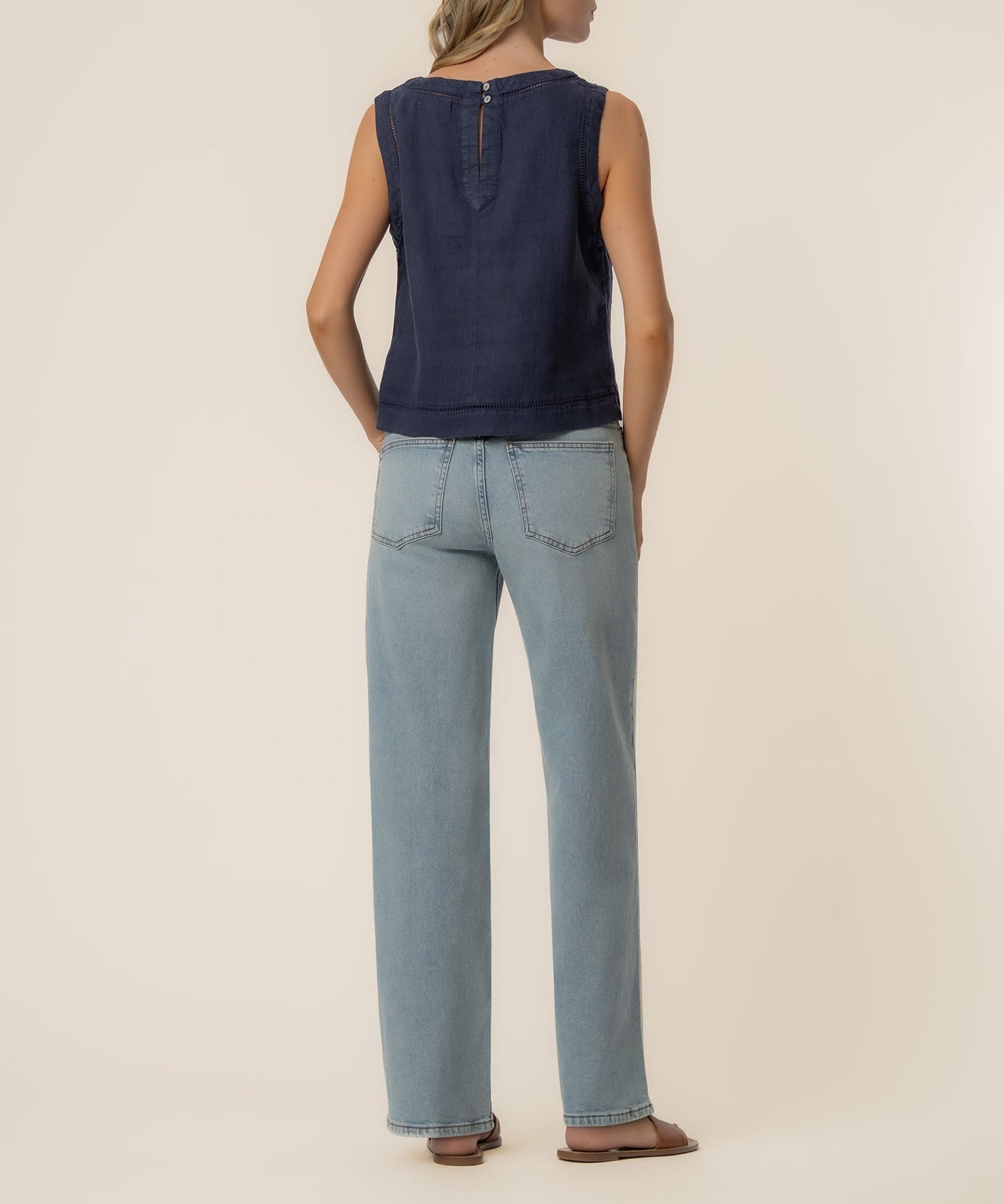Joanne Sleeveless Crop Top in Ink Blue