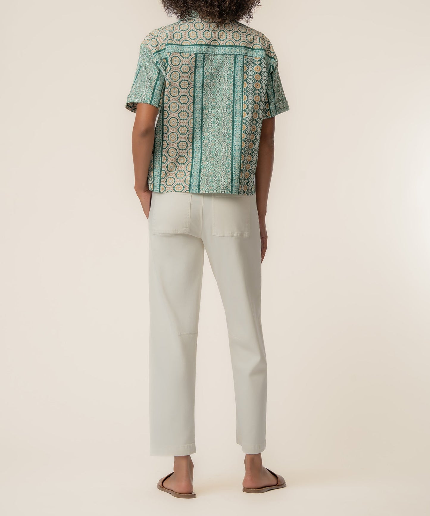 Aida Linen Top in Canterbury Jungle Sand